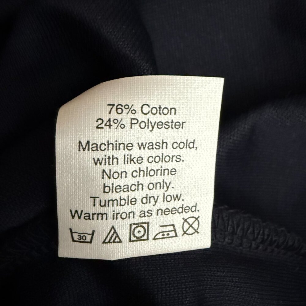 J Crew Factory M Solid Ruffle Sleeve Shift Dress Navy Blue Textured Cotton Blend - Picture 9 of 12